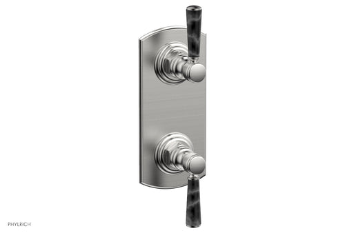 Phylrich HEX TRADITIONAL / HENRI 1/2" Thermostatic Valve with Volume Control or Diverter - Black Marble Handles 4-155