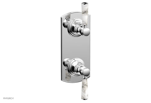 Phylrich HEX TRADITIONAL / HENRI 1/2" Thermostatic Valve with Volume Control or Diverter - White Marble Handles 4-155