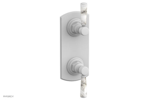 Phylrich HEX TRADITIONAL / HENRI 1/2" Thermostatic Valve with Volume Control or Diverter - White Marble Handles 4-155