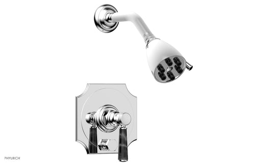 Phylrich HENRI Pressure Balance Shower and Diverter Set - Black Marble Handle (Less Spout) 4-163