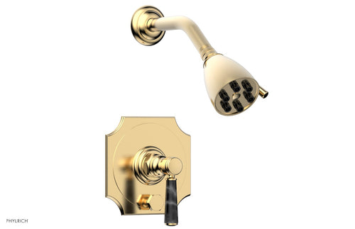 Phylrich HENRI Pressure Balance Shower and Diverter Set - Black Marble Handle (Less Spout) 4-163