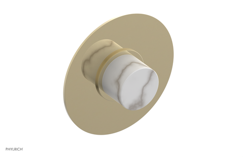 Phylrich BASIC II 1/2" Mini Thermostatic Round Shower Trim White Marble Handle 4-174