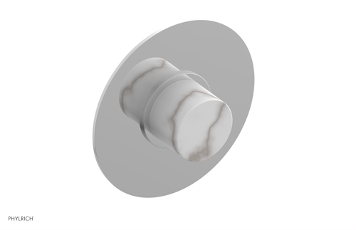 Phylrich BASIC II 1/2" Mini Thermostatic Round Shower Trim White Marble Handle 4-174