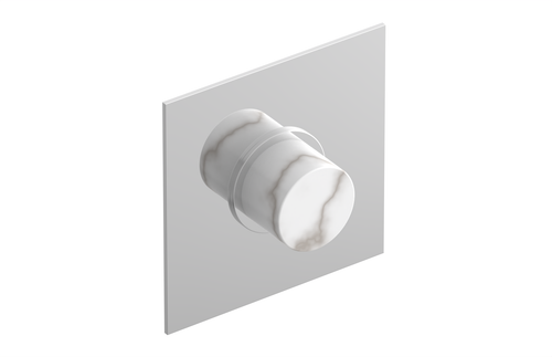 Phylrich BASIC II 1/2" Mini Thermostatic Square Shower Trim White Marble Handle 4-178