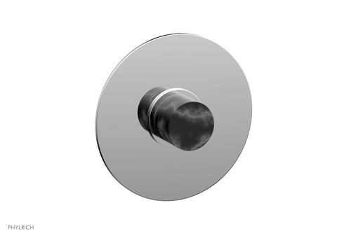 Phylrich BASIC II Pressure Balance Round Shower Plate & Handle Trim, Black Marble Handle 4-182