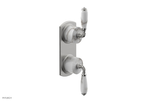 Phylrich VALENCIA - Thermostatic Valve with Volume Control or Diverter, White Marble Lever Handles 4-453B
