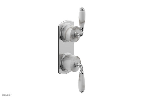Phylrich VALENCIA - Thermostatic Valve with Volume Control or Diverter, White Marble Lever Handles 4-453B