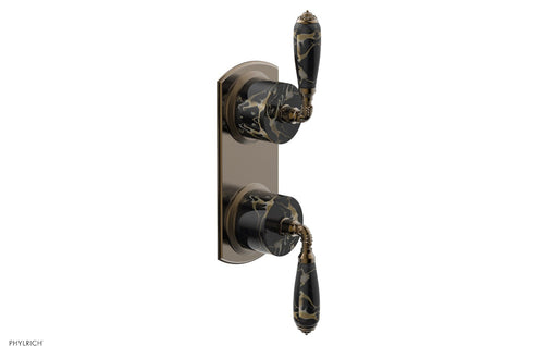 Phylrich VALENCIA - Thermostatic Valve with Volume Control or Diverter, Black Marble Lever Handles 4-453C