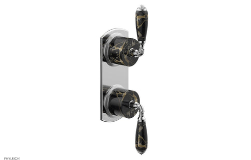 Phylrich VALENCIA - Thermostatic Valve with Volume Control or Diverter, Black Marble Lever Handles 4-453C