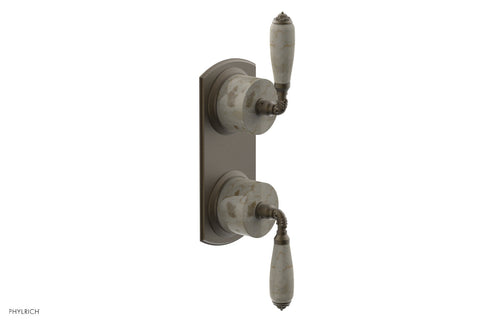 Phylrich VALENCIA - Thermostatic Valve with Volume Control or Diverter, Beige Marble Lever Handles 4-453D