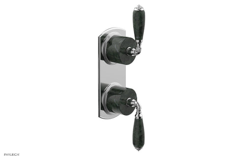 Phylrich VALENCIA - Thermostatic Valve with Volume Control or Diverter, Green Marble Lever Handles 4-453F