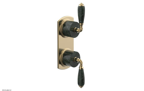 Phylrich VALENCIA - Thermostatic Valve with Volume Control or Diverter, Green Marble Lever Handles 4-453F