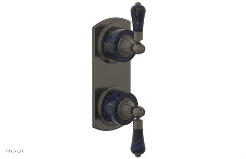 Phylrich VERSAILLES 1/2" Mini Thermostatic Valve with Volume Control or Diverter - Bleu Sodalite Lever Handles 4-459A