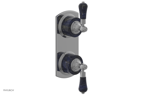 Phylrich VERSAILLES 1/2" Mini Thermostatic Valve with Volume Control or Diverter - Bleu Sodalite Lever Handles 4-459A