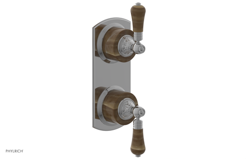 Phylrich VERSAILLES 1/2" Mini Thermostatic Valve with Volume Control or Diverter - Montaione Brown Onyx Lever Handles 4-459E
