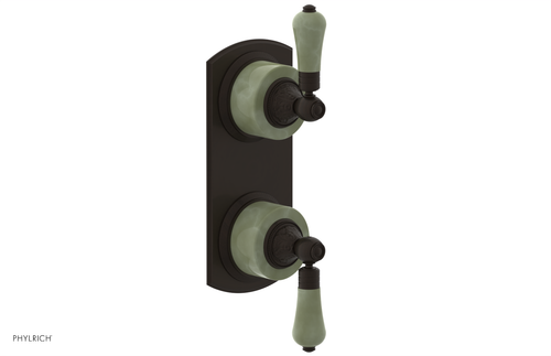 Phylrich VERSAILLES 1/2" Mini Thermostatic Valve with Volume Control or Diverter - Green Onyx Lever Handles 4-459F