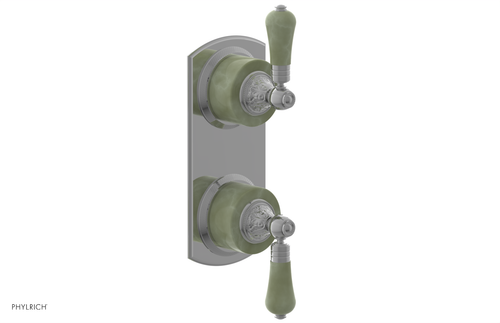 Phylrich VERSAILLES 1/2" Mini Thermostatic Valve with Volume Control or Diverter - Green Onyx Lever Handles 4-459F