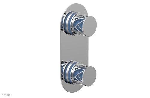 Phylrich JOLIE- Thermostatic Valve with Volume Control or Diverter with "Light Blue" Accents 4-589
