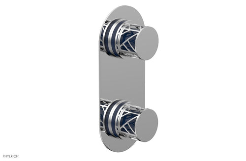 Phylrich JOLIE- Thermostatic Valve with Volume Control or Diverter with "Navy Blue" Accents 4-589