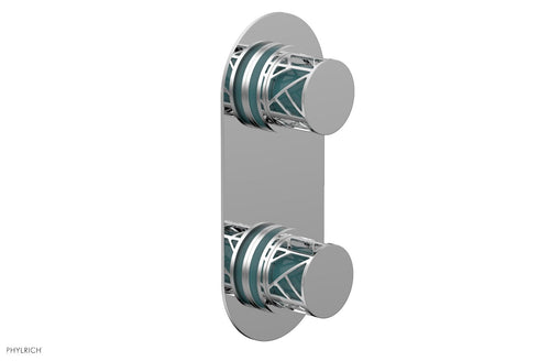 Phylrich JOLIE- Thermostatic Valve with Volume Control or Diverter with "Turquoise" Accents 4-589