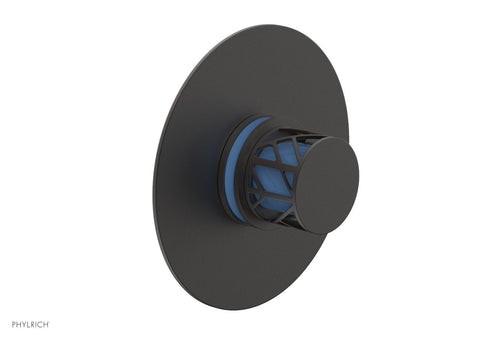 Phylrich JOLIE Pressure Balance Shower Plate & Handle Trim, Round Handle with "Light Blue" Accents 4-592