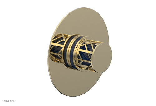 Phylrich JOLIE - Thermostatic Shower Trim, Round Handle with "Navy Blue" Accents 4-592