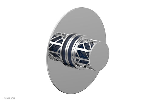 Phylrich JOLIE - Thermostatic Shower Trim, Round Handle with "Navy Blue" Accents 4-592