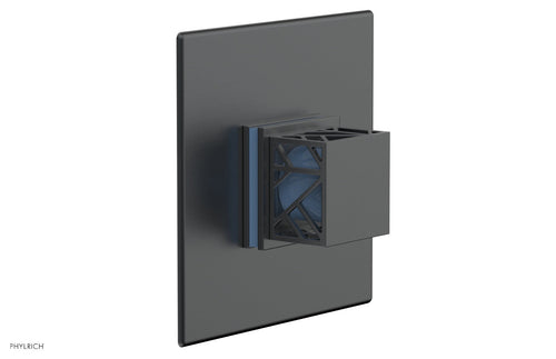 Phylrich JOLIE Pressure Balance Shower Plate & Handle Trim, Square Handle with "Light Blue" Accents 4-593
