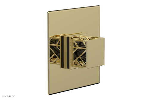 Phylrich JOLIE Pressure Balance Shower Plate & Handle Trim, Square Handle with "Black" Accents 4-593