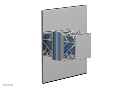 Phylrich JOLIE Pressure Balance Shower Plate & Handle Trim, Square Handle with "Light Blue" Accents 4-593