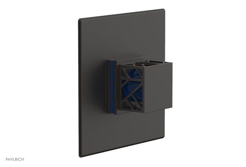 Phylrich JOLIE Pressure Balance Shower Plate & Handle Trim, Square Handle with "Navy Blue" Accents 4-593