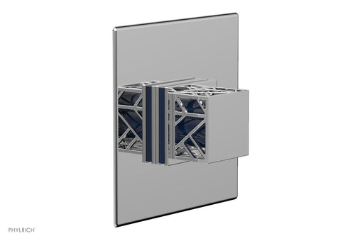 Phylrich JOLIE Pressure Balance Shower Plate & Handle Trim, Square Handle with "Navy Blue" Accents 4-593