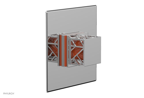 Phylrich JOLIE Pressure Balance Shower Plate & Handle Trim, Square Handle with "Orange" Accents 4-593