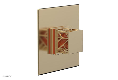 Phylrich JOLIE Pressure Balance Shower Plate & Handle Trim, Square Handle with "Orange" Accents 4-593
