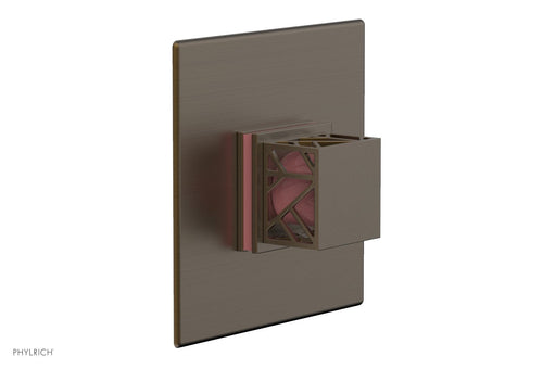 Phylrich JOLIE Pressure Balance Shower Plate & Handle Trim, Square Handle with "Pink" Accents 4-593