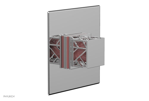 Phylrich JOLIE Pressure Balance Shower Plate & Handle Trim, Square Handle with "Pink" Accents 4-593