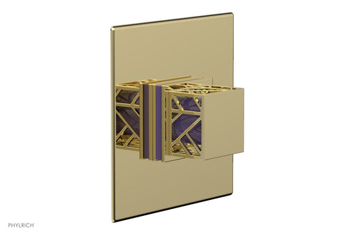 Phylrich JOLIE Pressure Balance Shower Plate & Handle Trim, Square Handle with "Purple" Accents 4-593