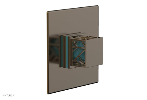 Phylrich JOLIE Pressure Balance Shower Plate & Handle Trim, Square Handle with "Turquoise" Accents 4-593