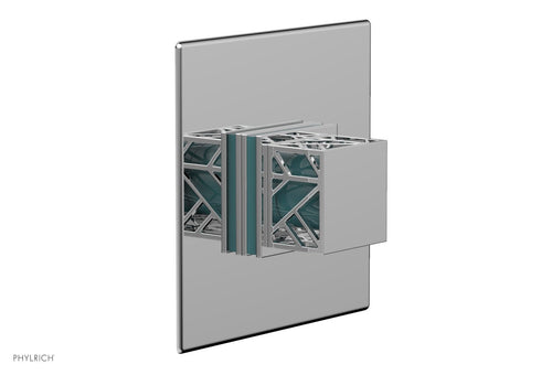 Phylrich JOLIE Pressure Balance Shower Plate & Handle Trim, Square Handle with "Turquoise" Accents 4-593