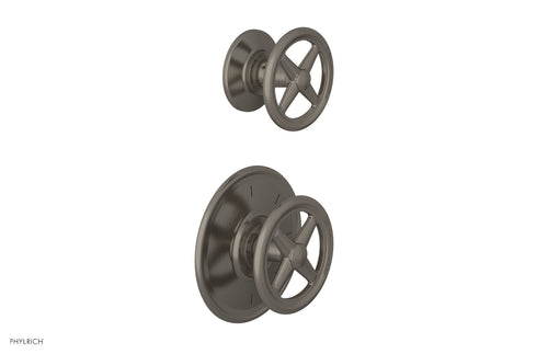 Phylrich WORKS - 3/4" Thermostatic Valve with Diverter, Cross Handles 4-611