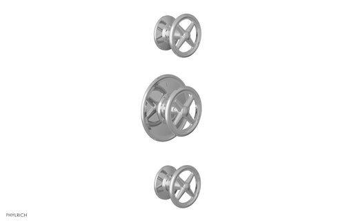 Phylrich WORKS 1/2" Thermostatic Valve with Two Volume Control, Cross Handles 4-612