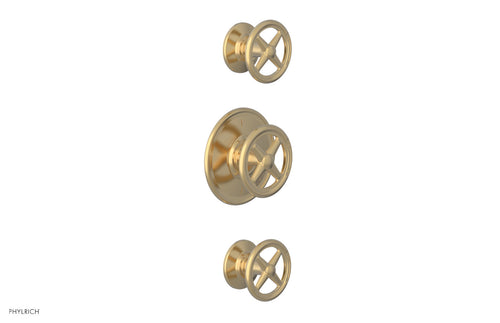 Phylrich WORKS 1/2" Thermostatic Valve with Two Volume Control, Cross Handles 4-612