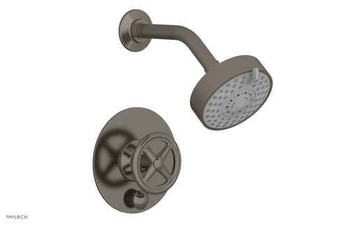 Phylrich WORKS Pressure Balance Shower and Diverter Set (Less Spout), Cross Handle 4-614