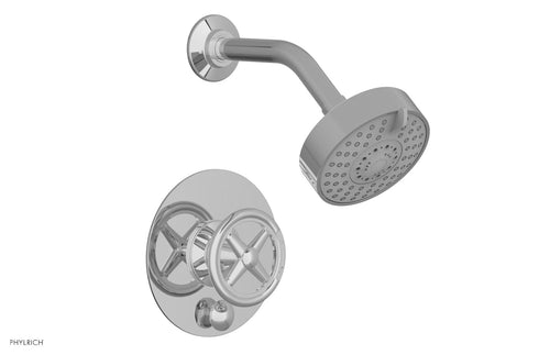 Phylrich WORKS Pressure Balance Shower and Diverter Set (Less Spout), Cross Handle 4-614