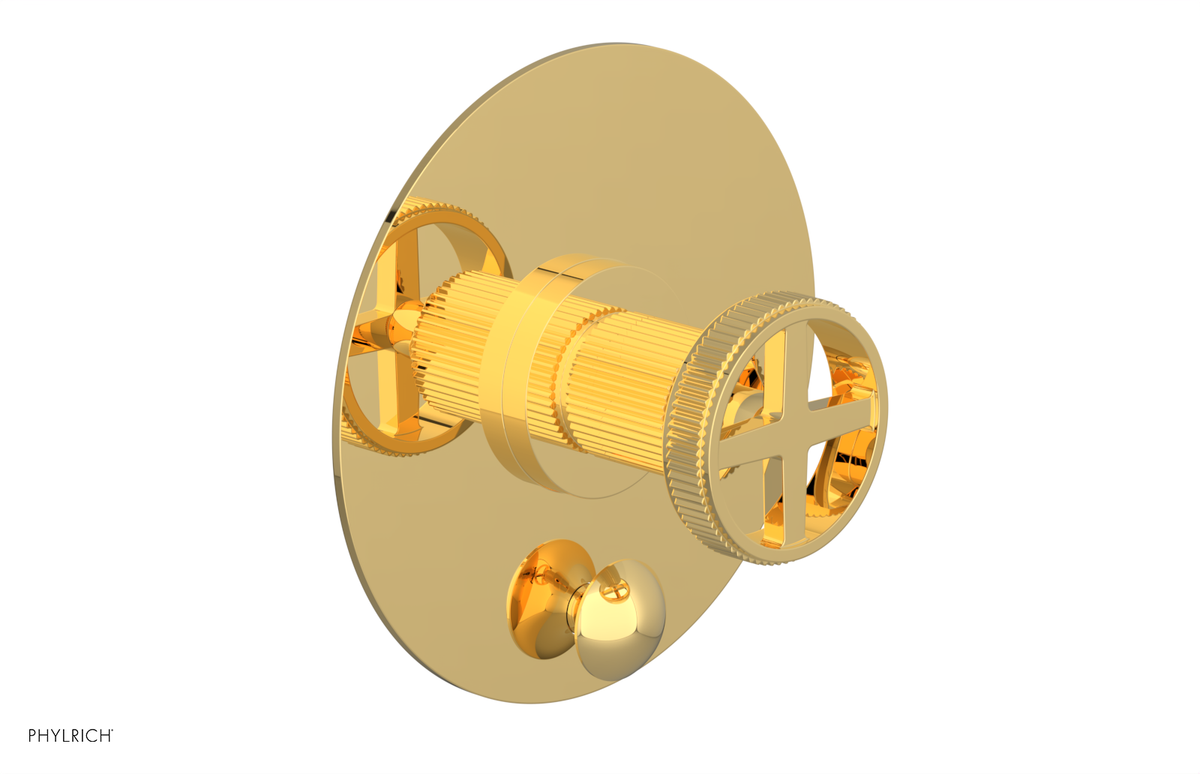 DUSTRIE - Pressure Balance Shower Plate with Diverter and Cross Handle Trim Set - Grooved 4-630