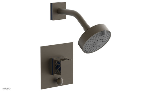 Phylrich JOLIE Pressure Balance Shower and Diverter Set (Less Spout), Square Handle with "Navy Blue" Accents 4-678