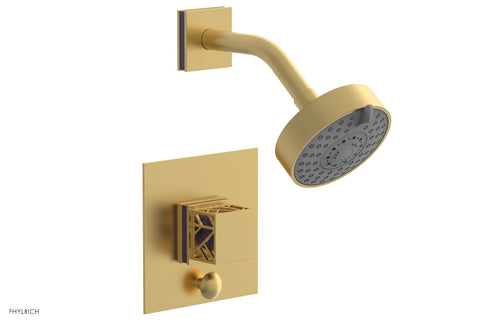 Phylrich JOLIE Pressure Balance Shower and Diverter Set (Less Spout), Square Handle with "Pink" Accents 4-678