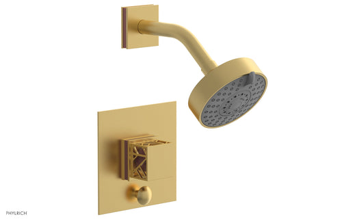 Phylrich JOLIE Pressure Balance Shower and Diverter Set (Less Spout), Square Handle with "Purple" Accents 4-678