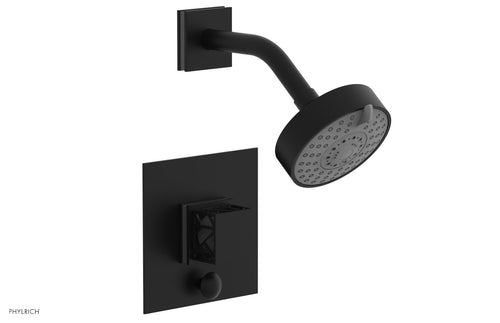 Phylrich JOLIE Pressure Balance Shower and Diverter Set (Less Spout), Square Handle with "Grey" Accents 4-678