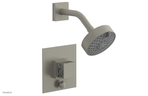 Phylrich JOLIE Pressure Balance Shower and Diverter Set (Less Spout), Square Handle with "White" Accents 4-678